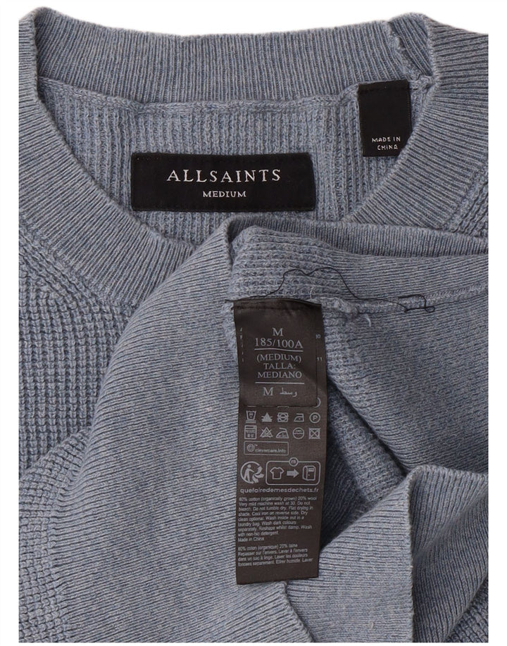 ALL SAINTS Maglione da uomo girocollo in cotone blu medio