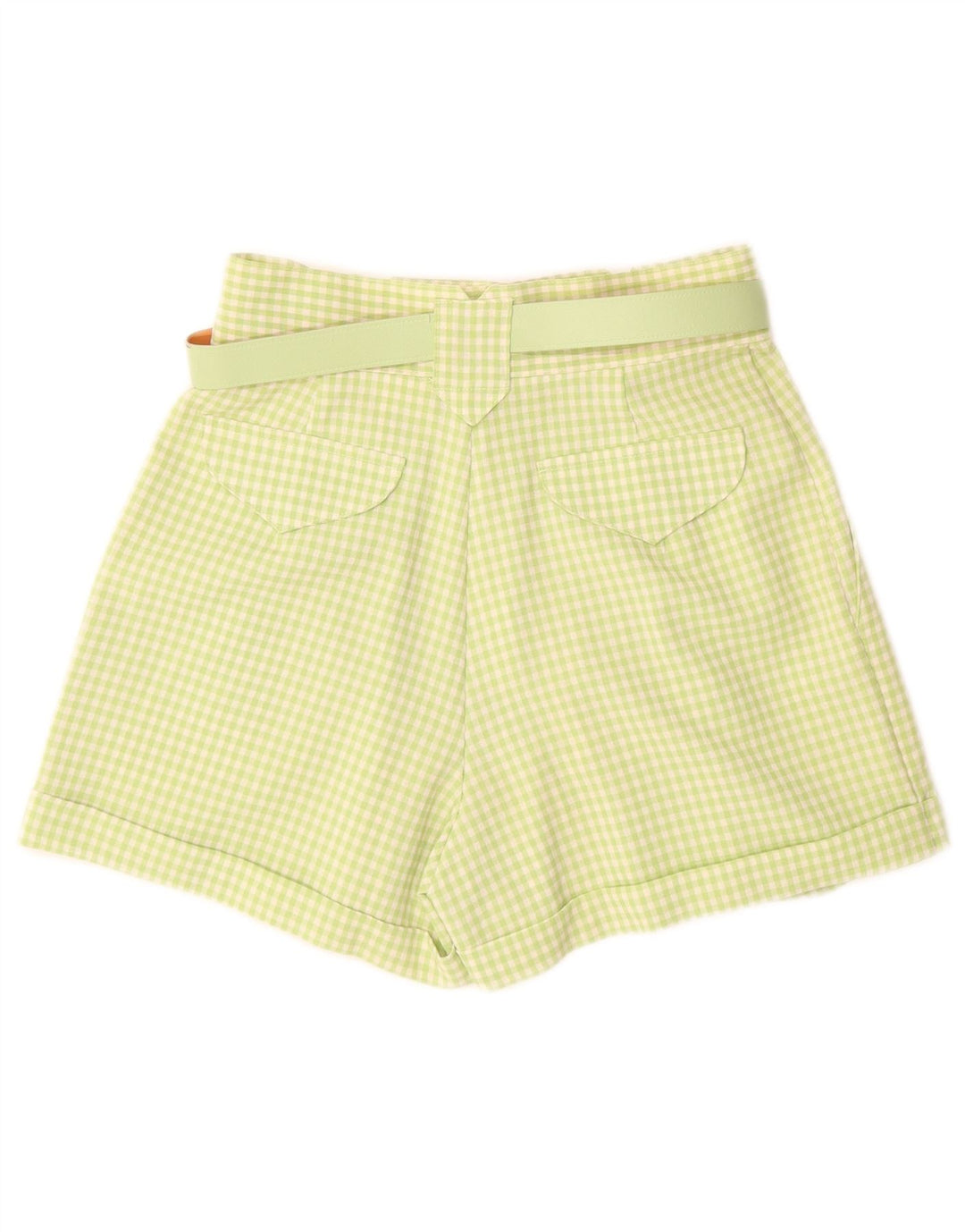 Pantaloncini chino a vita alta da donna PIMKIE IT 44 medi W26 verde a quadretti
