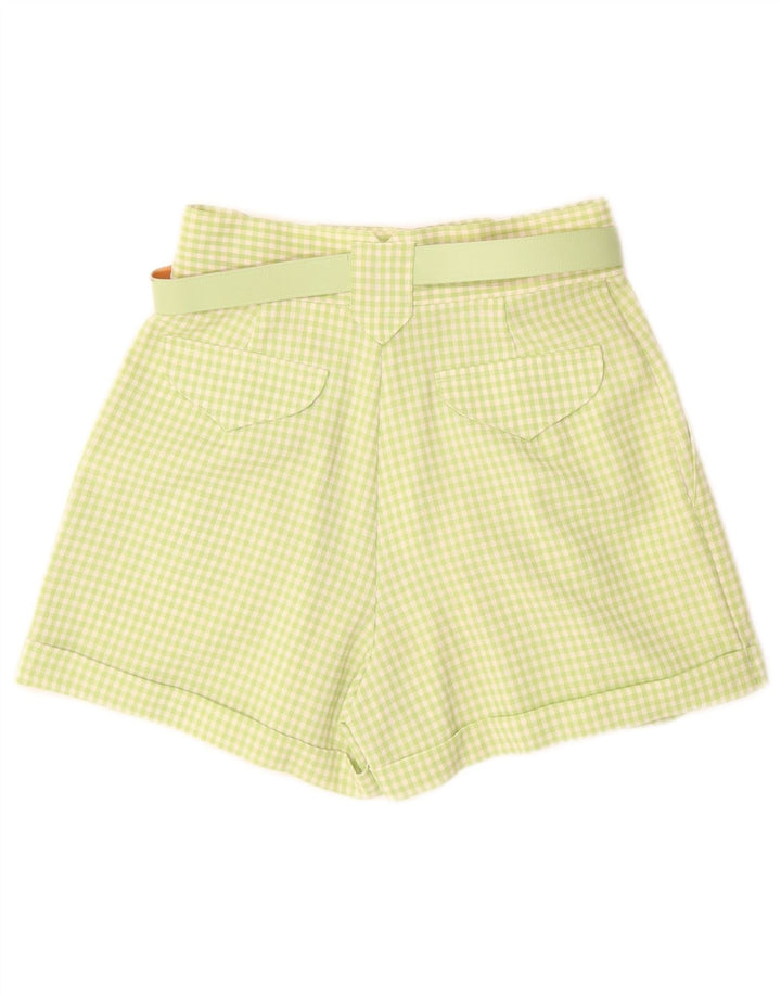 Pantaloncini chino a vita alta da donna PIMKIE IT 44 medi W26 verde a quadretti