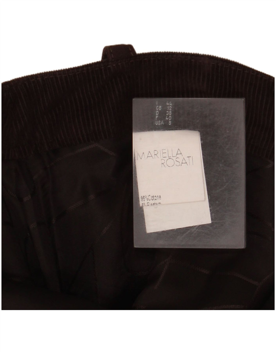 MARIELLA ROSATI Gonna lunga da donna in velluto a coste UK 12 Media W32 Cotone marrone