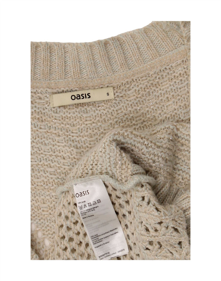 OASIS Womens Oversized 3/4 Sleeve Open Cardigan Sweater UK 10 Small Beige Vintage Oasis and Second-Hand Oasis from Messina Hembry 