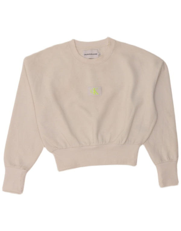 Felpa oversize da donna Calvin Klein Jeans Jumper UK 14 Medium White