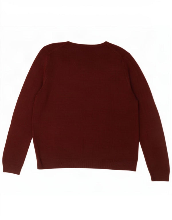 Maglione da donna con scollo a V Marks & Spencer UK 14 Grande acrilico bordeaux