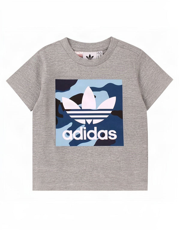T-shirt grafica Adidas da bambino 12-18 mesi in cotone grigio