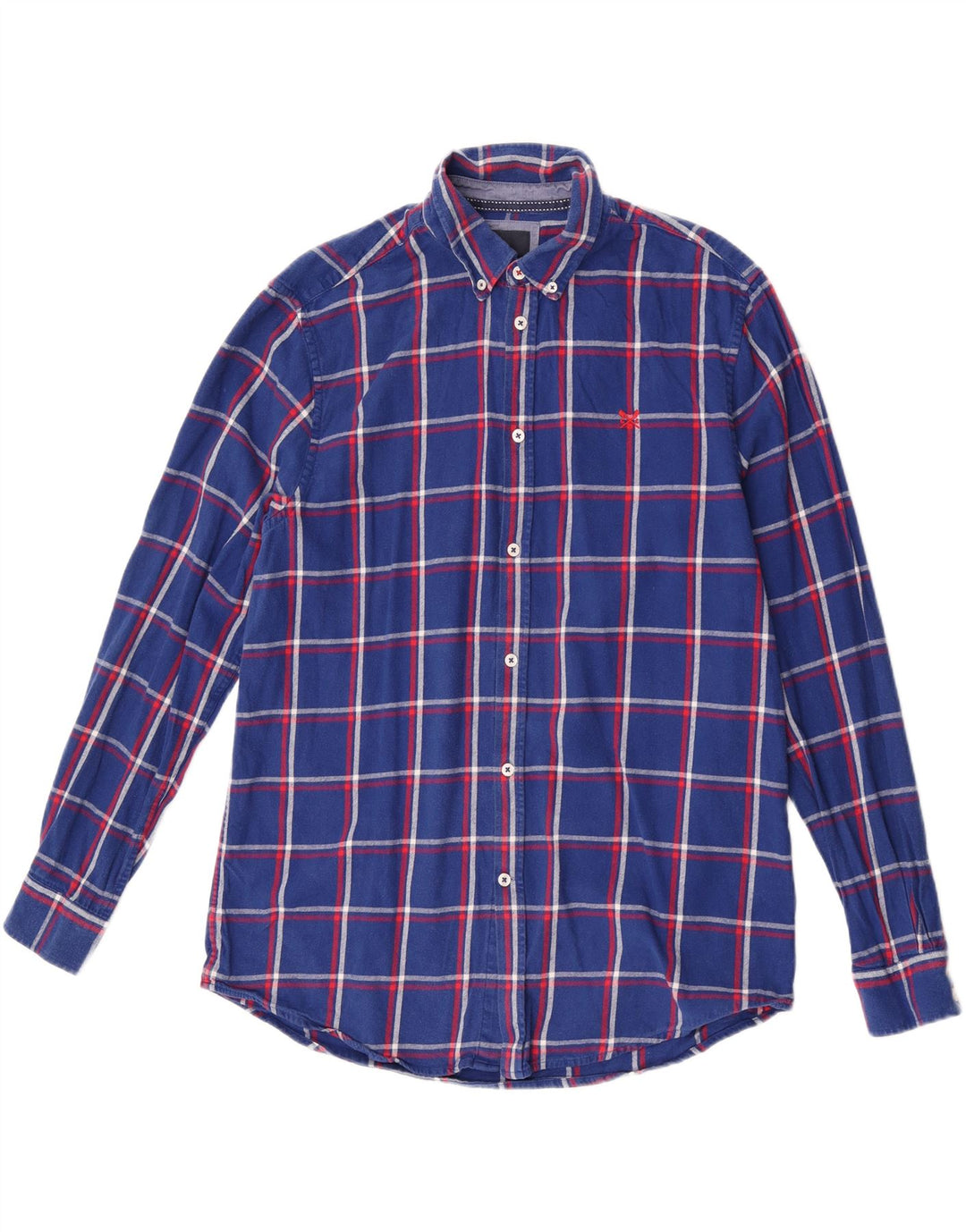 Crew Clothing Camicia da uomo in flanella dalla vestibilità regolare, in cotone a quadri blu grandi