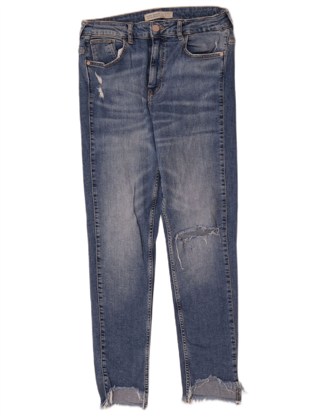 Jeans skinny effetto invecchiato Zara da donna EU 40 medio W30 L27 blu