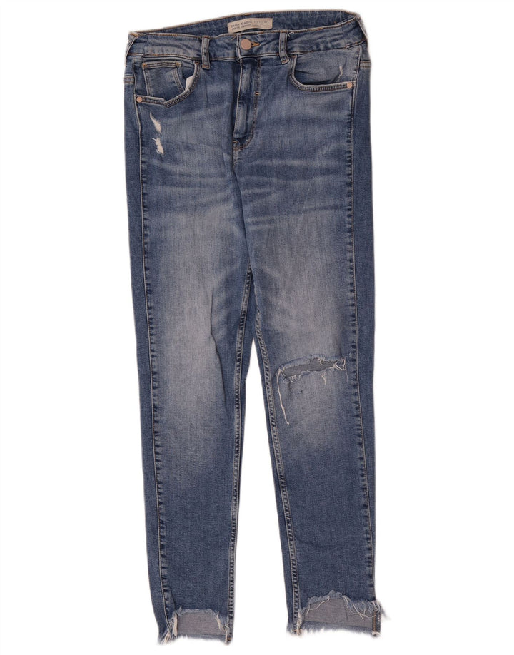 Jeans skinny effetto invecchiato Zara da donna EU 40 medio W30 L27 blu