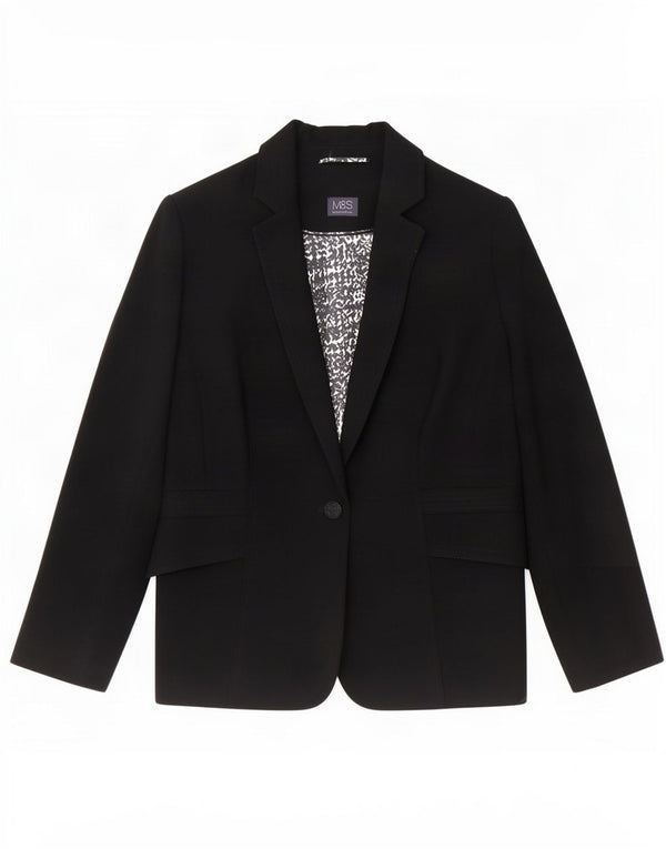Giacca blazer a 1 bottone Marks & Spencer da donna UK 20 2XL poliestere nero