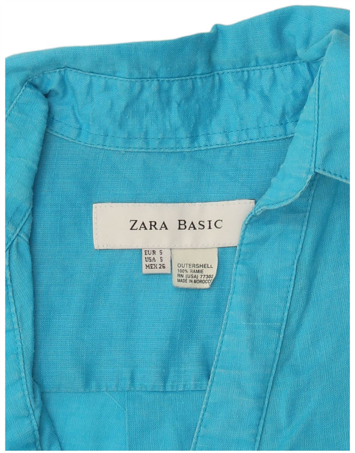 Abito camicia pullover da donna Zara UK 10 Small Blue Ramie
