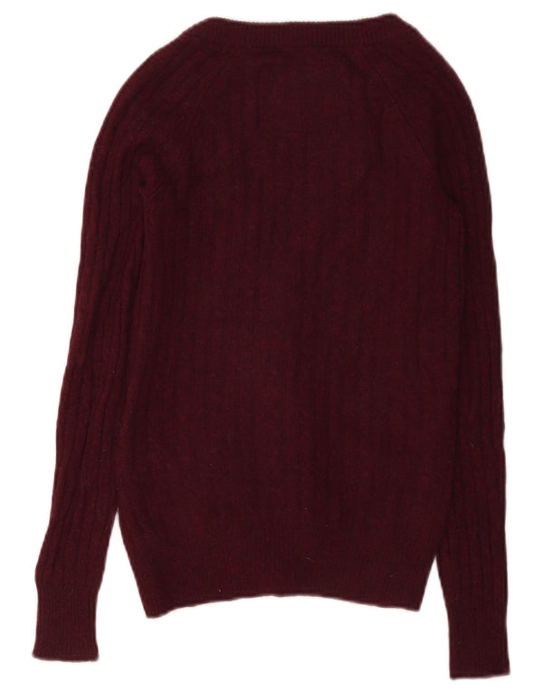 Maglione cardigan da donna Jack Wills UK 4 XS lana merino bordeaux
