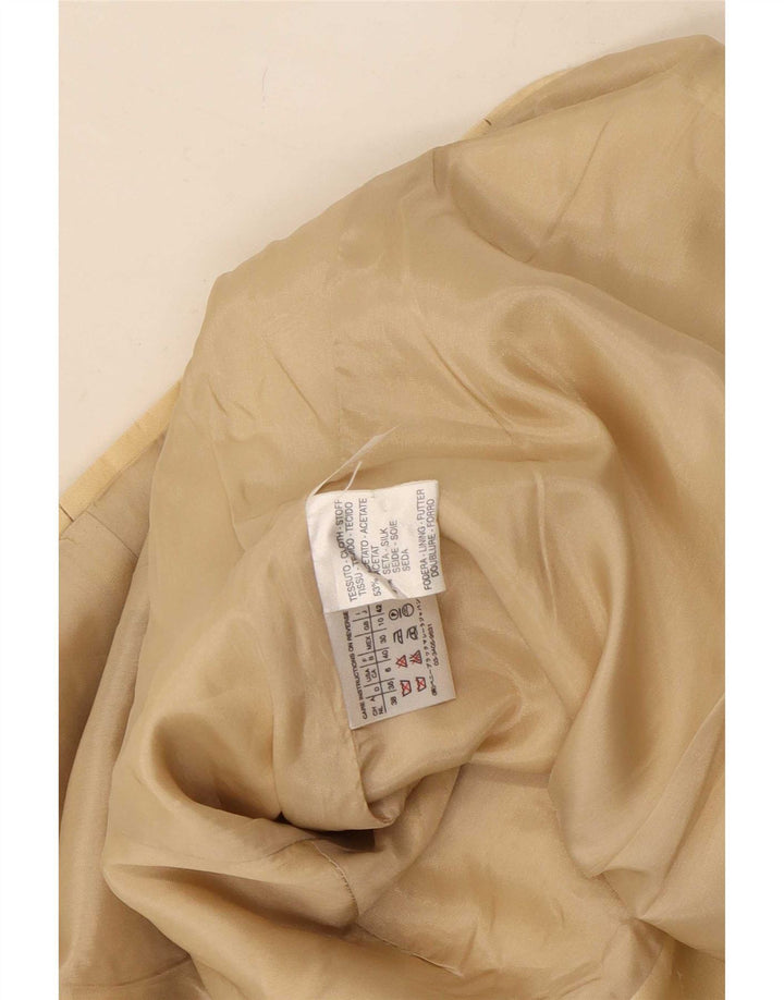 Giacca blazer da donna a 1 bottone con maniche a 3/4 Marella UK 10 piccola acetato beige