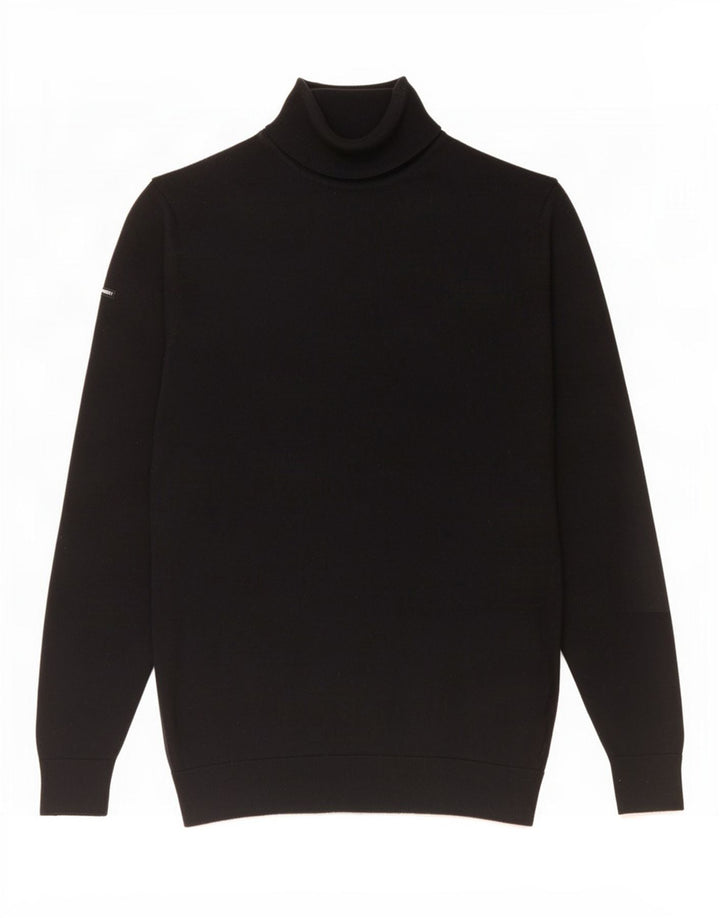 Maglione maglione da uomo a collo alto Superdry grande lana merino nera
