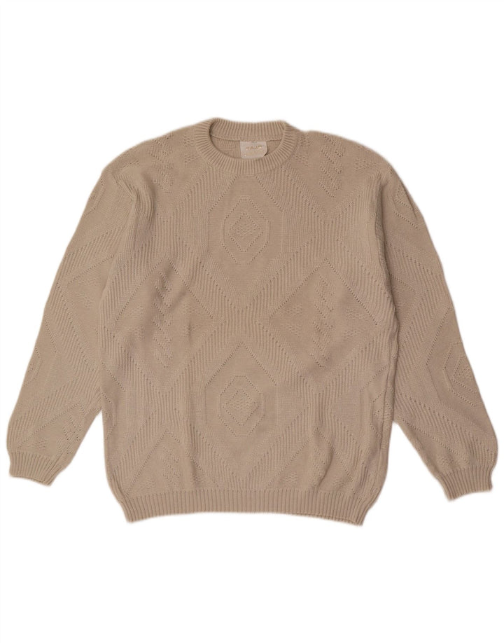 Maglione girocollo da uomo vintage IT 56 XL Beige