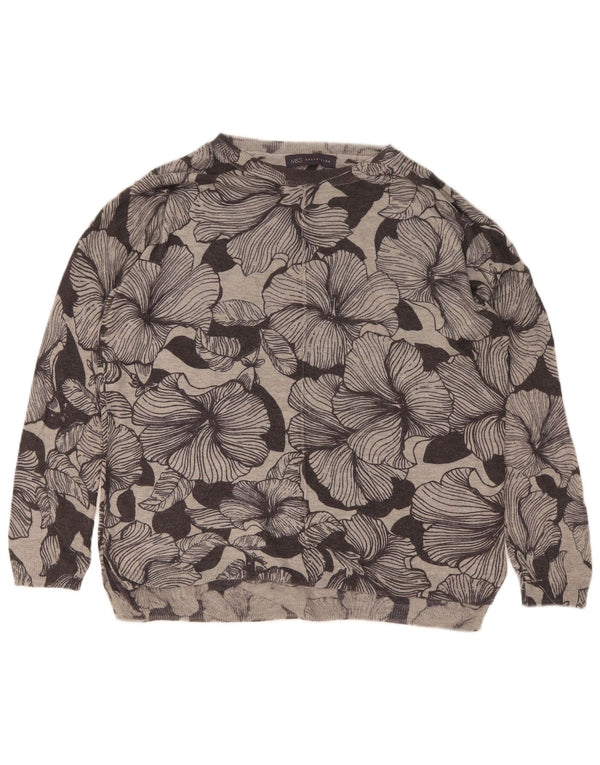 Maglione maglione con scollo a barca da donna Marks & Spencer UK 14 Grigio medio floreale