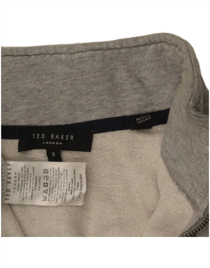 Felpa da donna con collo con zip Ted Baker, taglia 3, cotone grigio medio