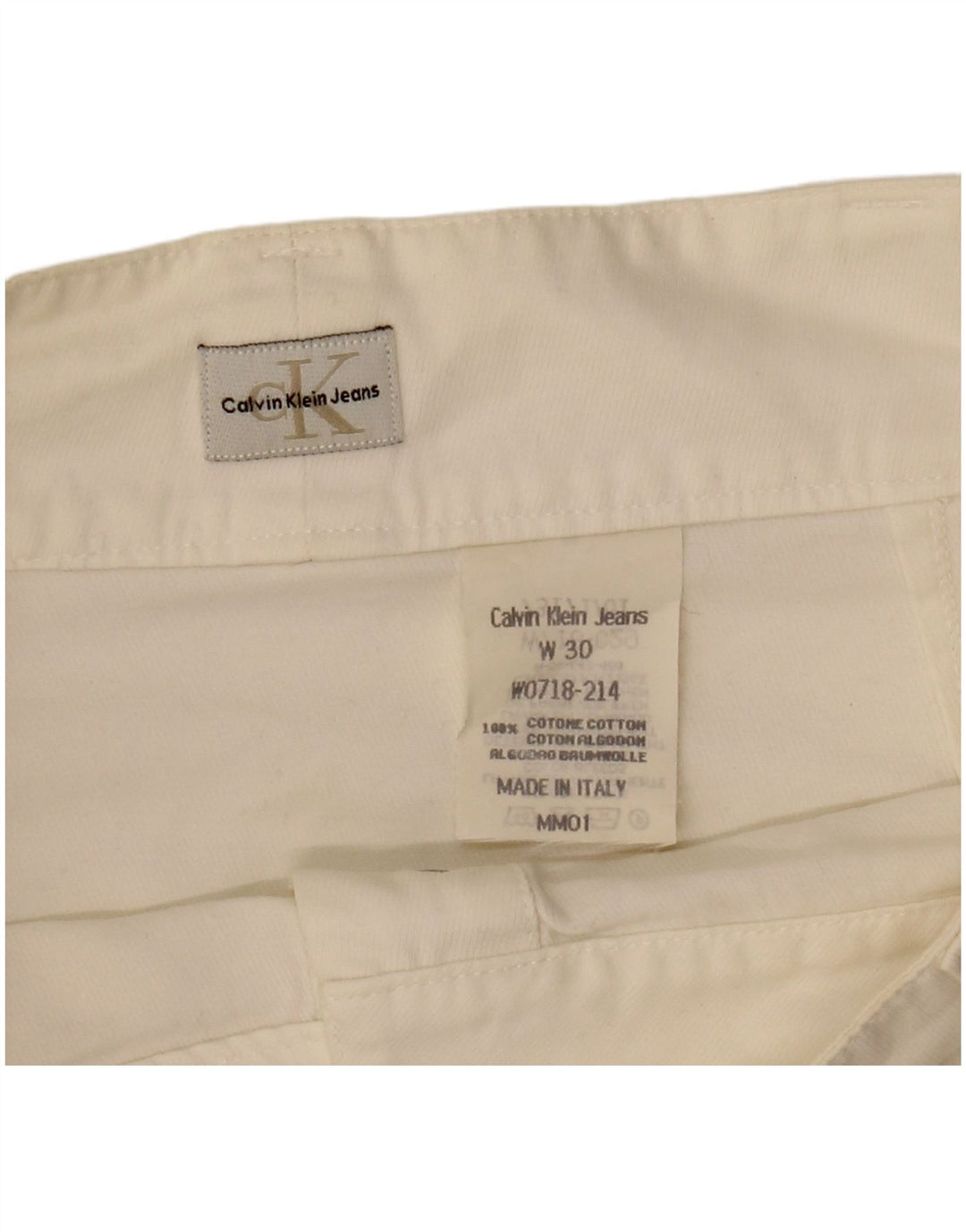 CALVIN KLEIN Minigonna da donna W30 cotone bianco sporco medio