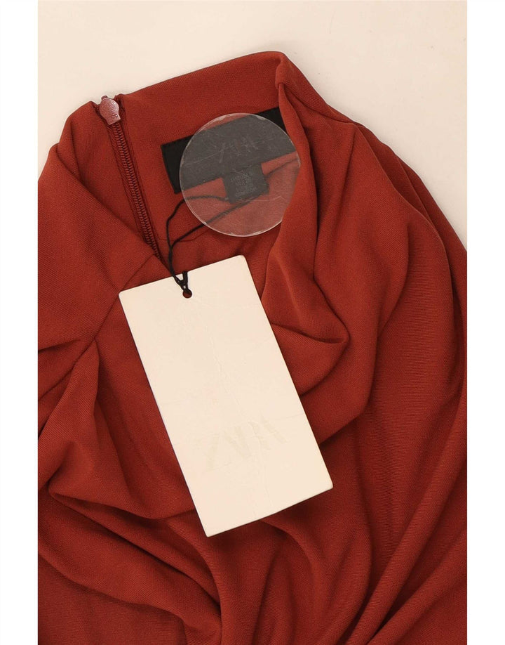 Vestito lungo senza maniche da donna Zara UK 10 piccolo rosso