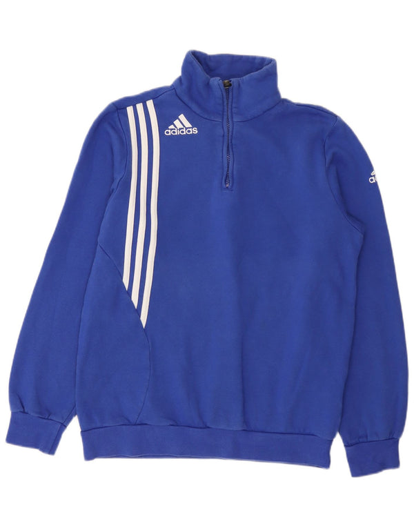Felpa da uomo con collo con zip Adidas Maglione UK 34/36 Piccolo cotone blu