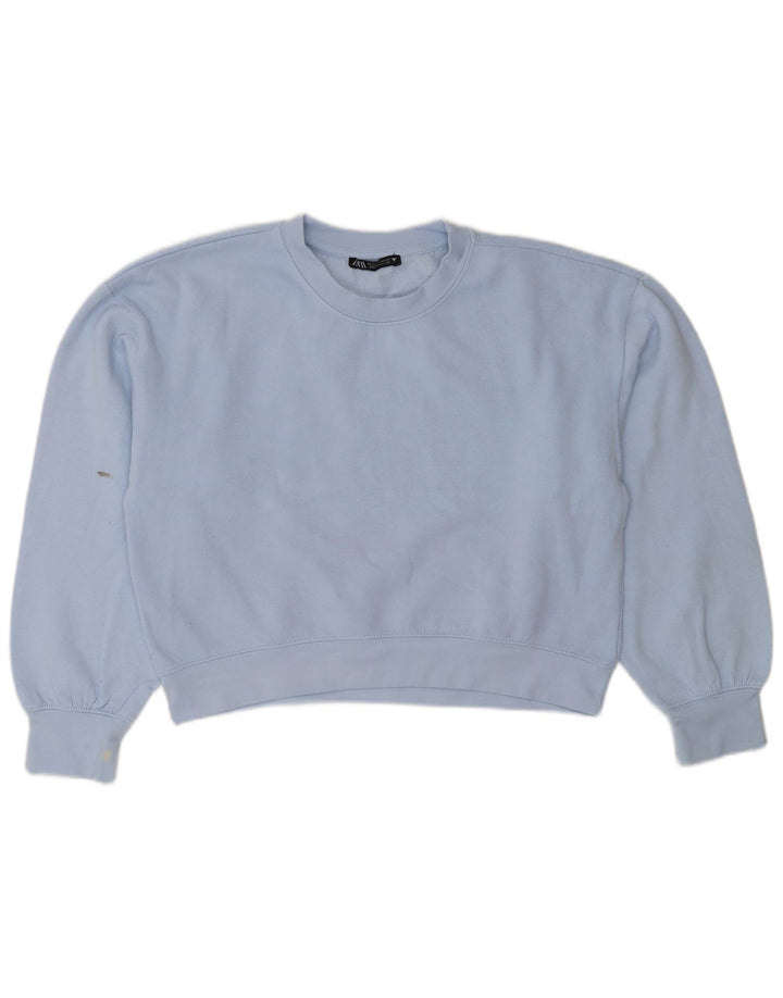 Felpa corta oversize da donna Zara, maglione, UK 10, piccola, blu, in poliestere
