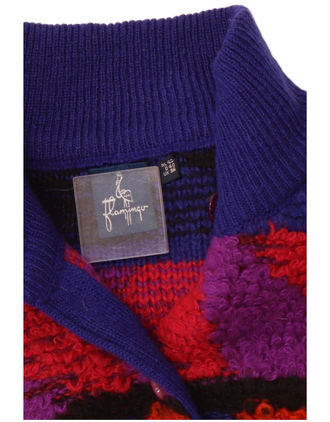 Maglione cardigan da donna VINTAGE EU 40 Acrilico geometrico blu medio