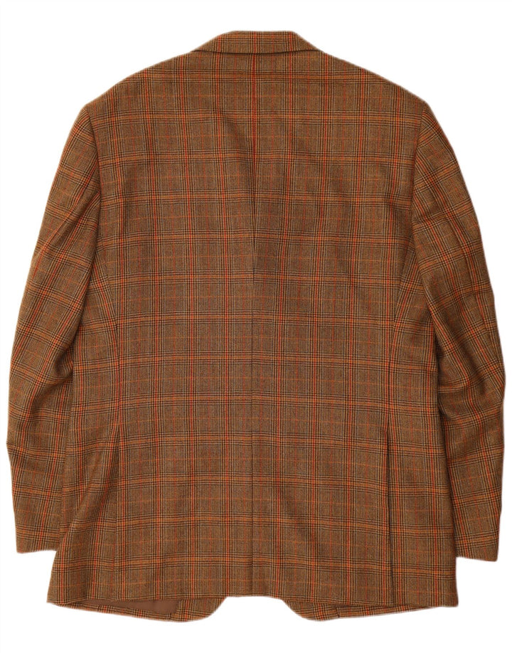 Giacca blazer vintage da uomo a 3 bottoni IT 52 XL lana a quadri marrone