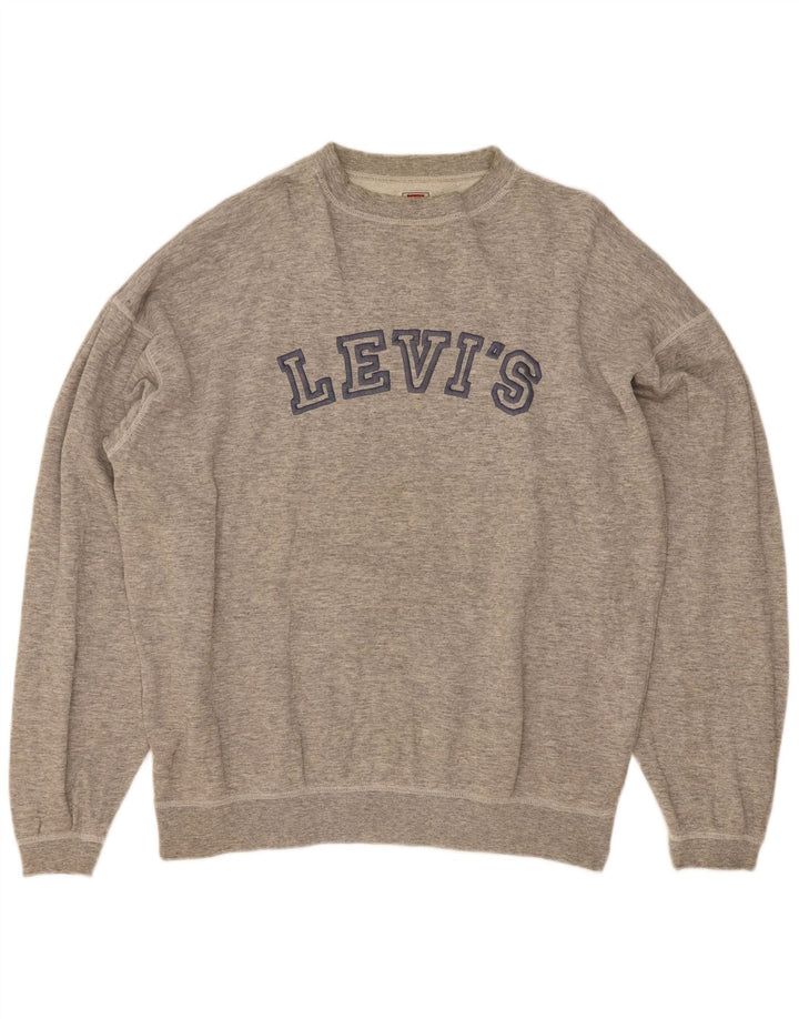 Felpa grafica da uomo Levi's, maglione XL, cotone chiazzato grigio