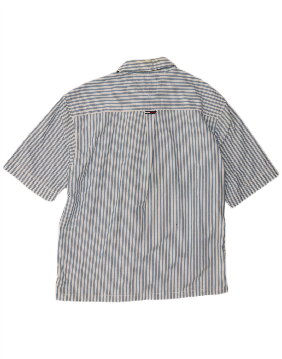 Camicia pullover a maniche corte da uomo Tommy Hilfiger in cotone a righe blu medio