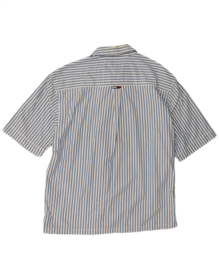 Camicia pullover a maniche corte da uomo Tommy Hilfiger in cotone a righe blu medio