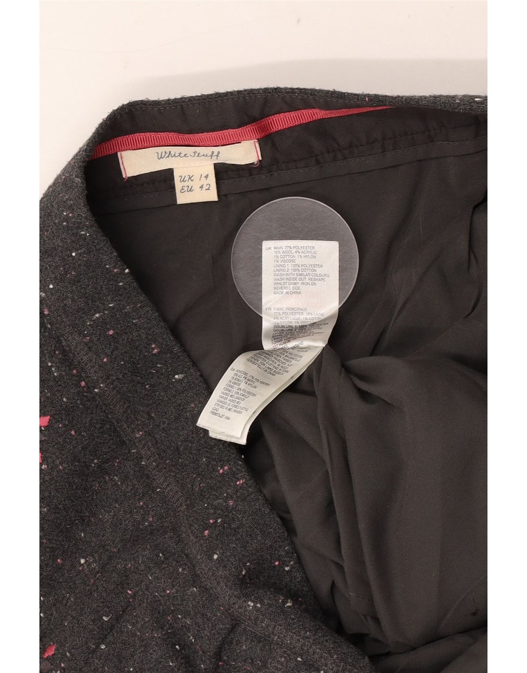 Minigonna da donna White Stuff UK 14 Grande W34 Poliestere floreale grigio
