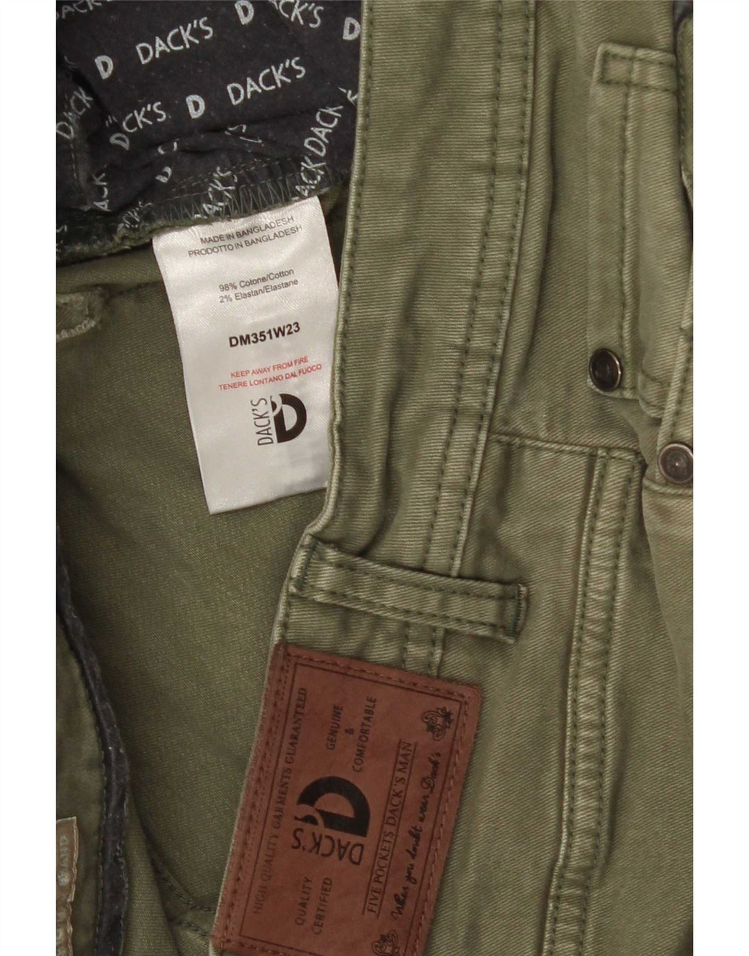 Jeans slim da uomo Dack IT 50 Large W34 L30 cotone kaki