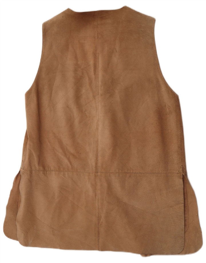 Gilet in pelle scamosciata da donna Prisma UK 12 in pelle marrone medio