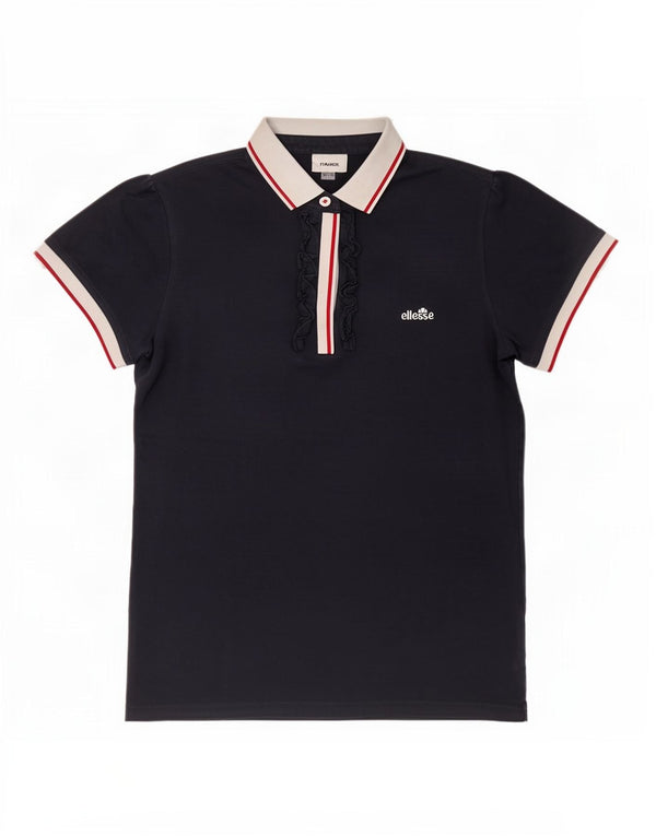 Polo da donna Ellesse con volant sul davanti UK 12 Medium Navy Blue Colourblock