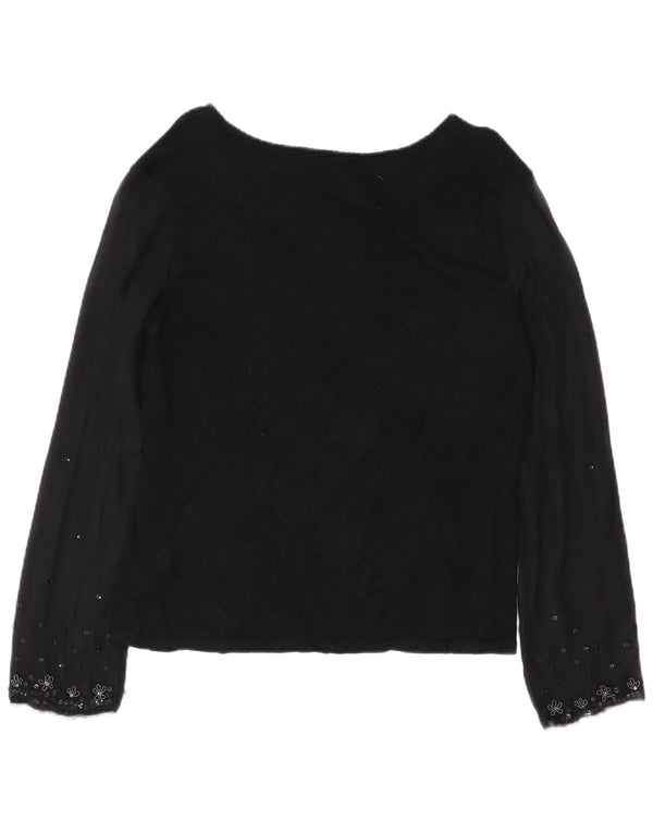 Camicetta a maniche lunghe da donna Marella Top UK 16 Grande viscosa floreale nera