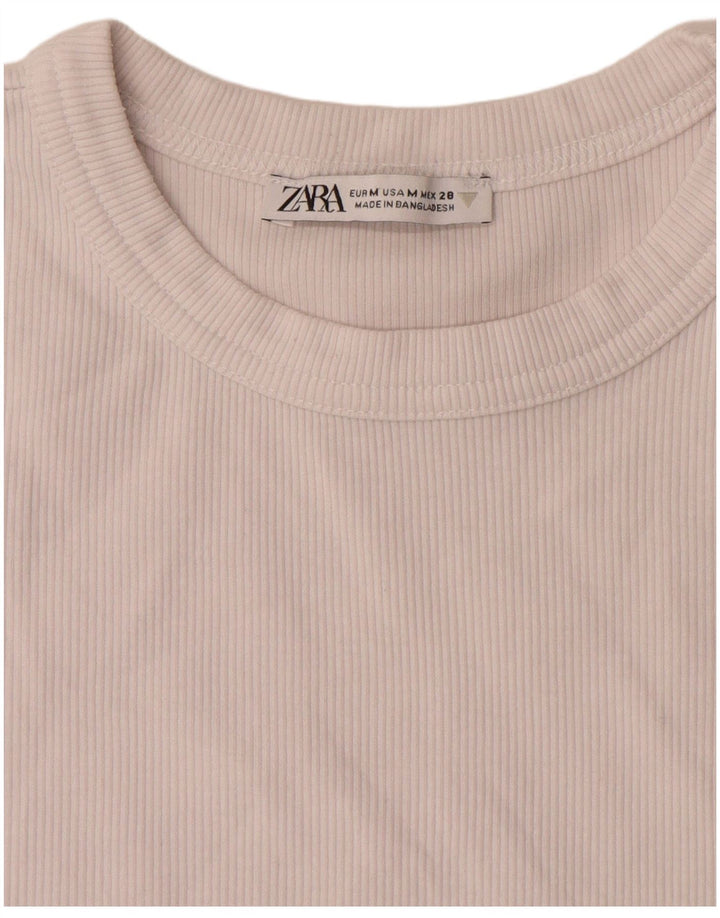 T-shirt corta da donna Zara UK 12 bianca media