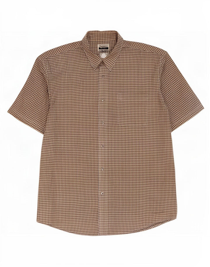 Camicia a maniche corte Riata da uomo Wrangler XL in cotone a quadretti grigio