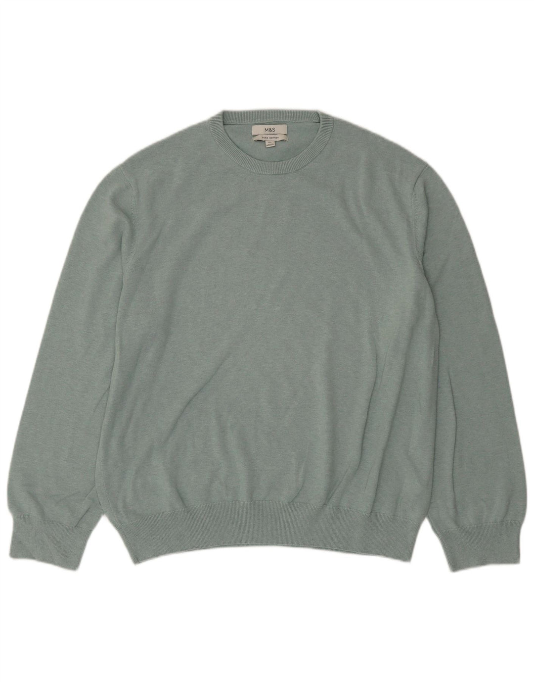 MARKS & SPENCER Maglione girocollo da uomo 2XL cotone verde
