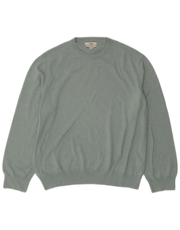 MARKS & SPENCER Maglione girocollo da uomo 2XL cotone verde