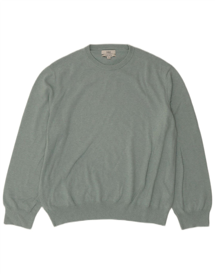MARKS & SPENCER Maglione girocollo da uomo 2XL cotone verde