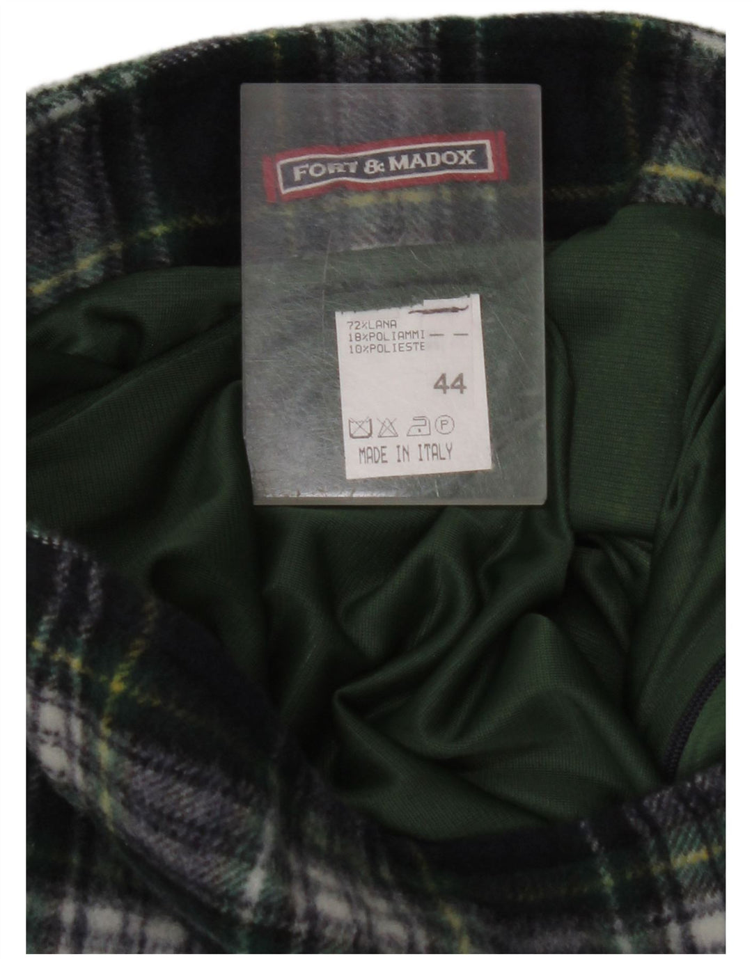 Gonna a tubino da donna FORT & MADOX IT 44 media W28 lana a quadri blu navy