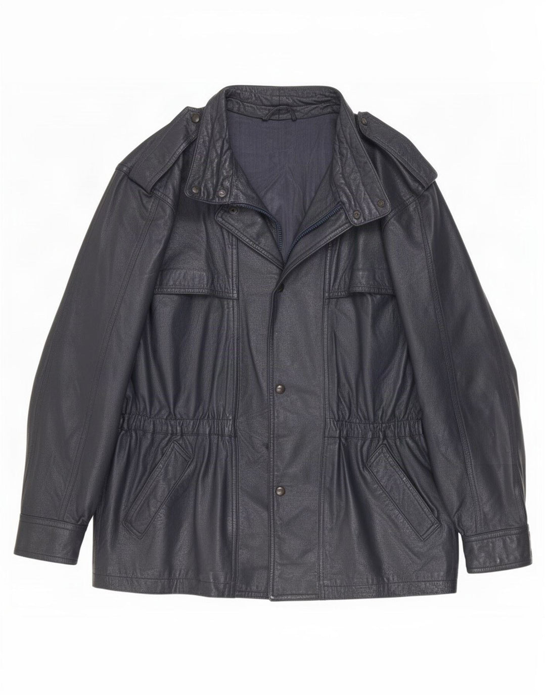Giacca in pelle vintage da uomo UK 44 2XL Blu navy