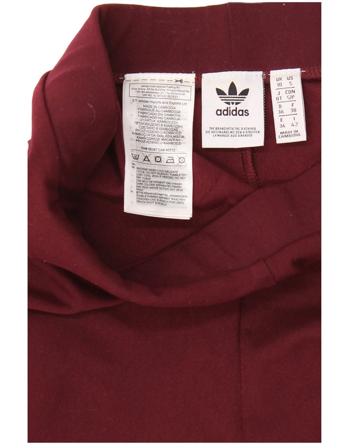 ADIDAS Womens Leggings UK 10 Small Burgundy Polyester