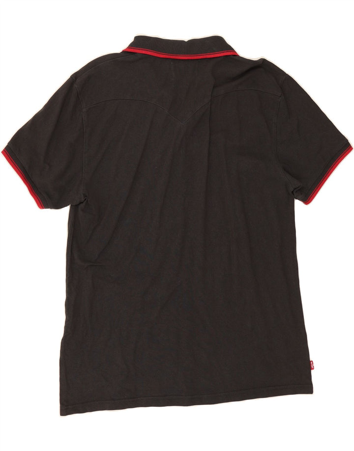 LEVI'S Mens Slim Fit Polo Shirt XL Black Vintage Levi's and Second-Hand Levi's from Messina Hembry 