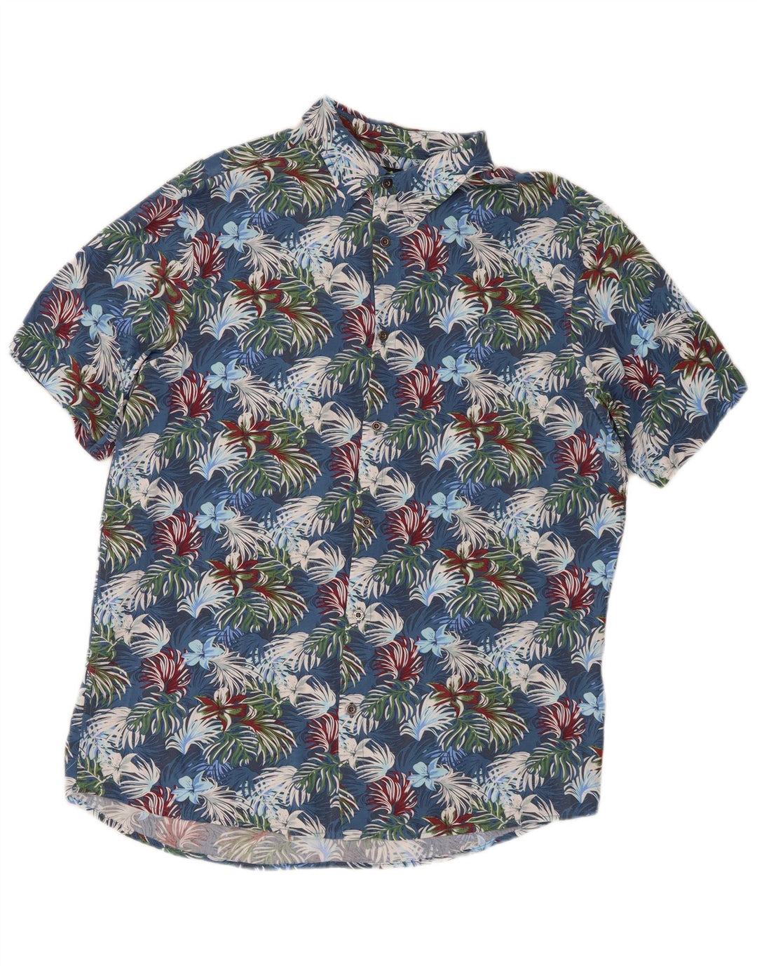 Camicia Uomo Manica Corta Mistral IT 48 Viscosa Floreale Blu Medio