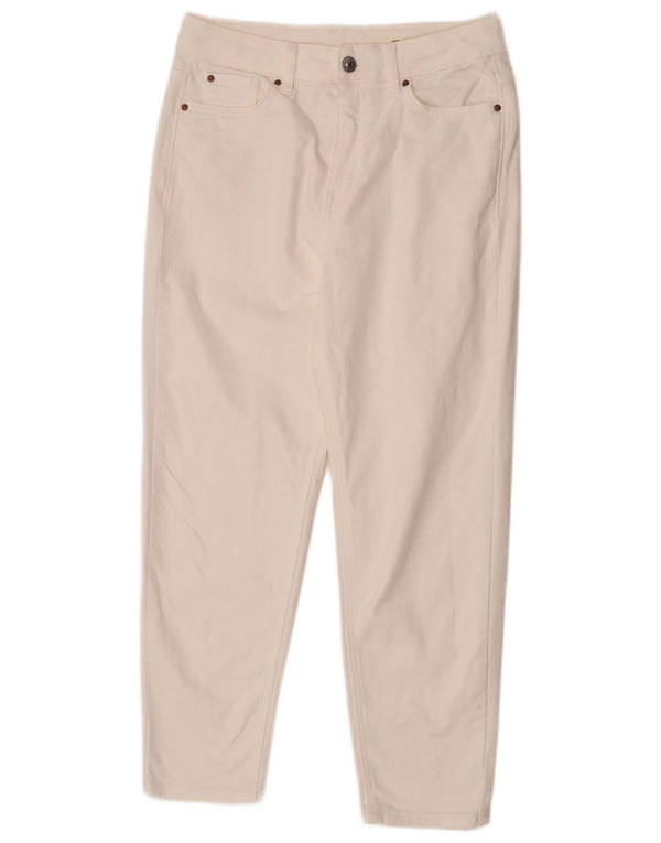 Jeans corti da donna Marks & Spencer UK 10 piccoli W28 L25 cotone beige