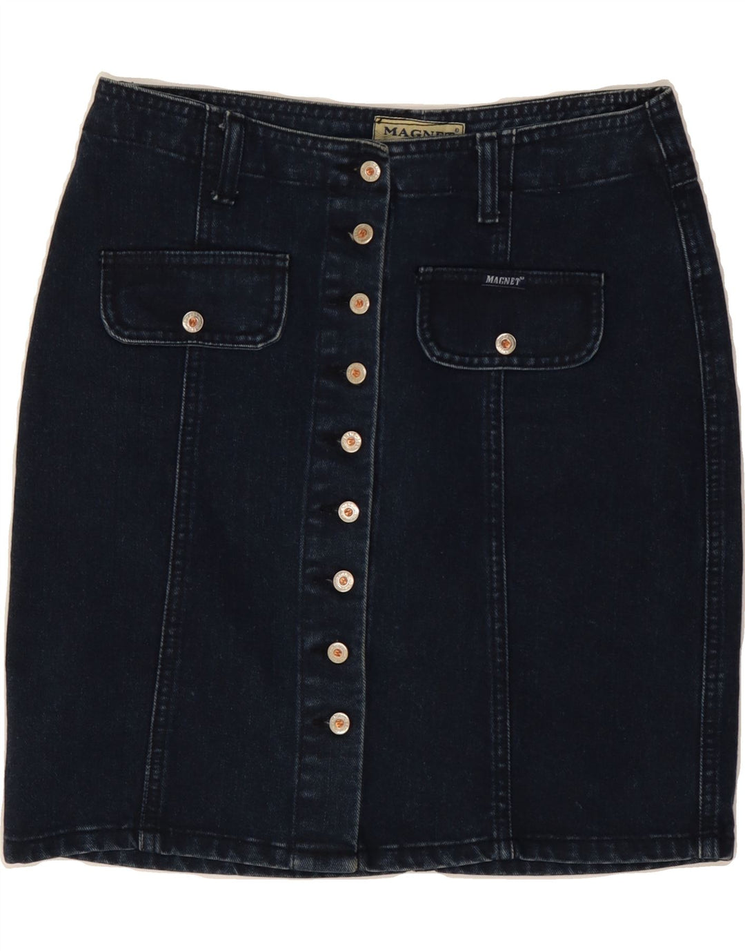 Gonna di jeans da donna VINTAGE IT 40 piccola W27 blu navy
