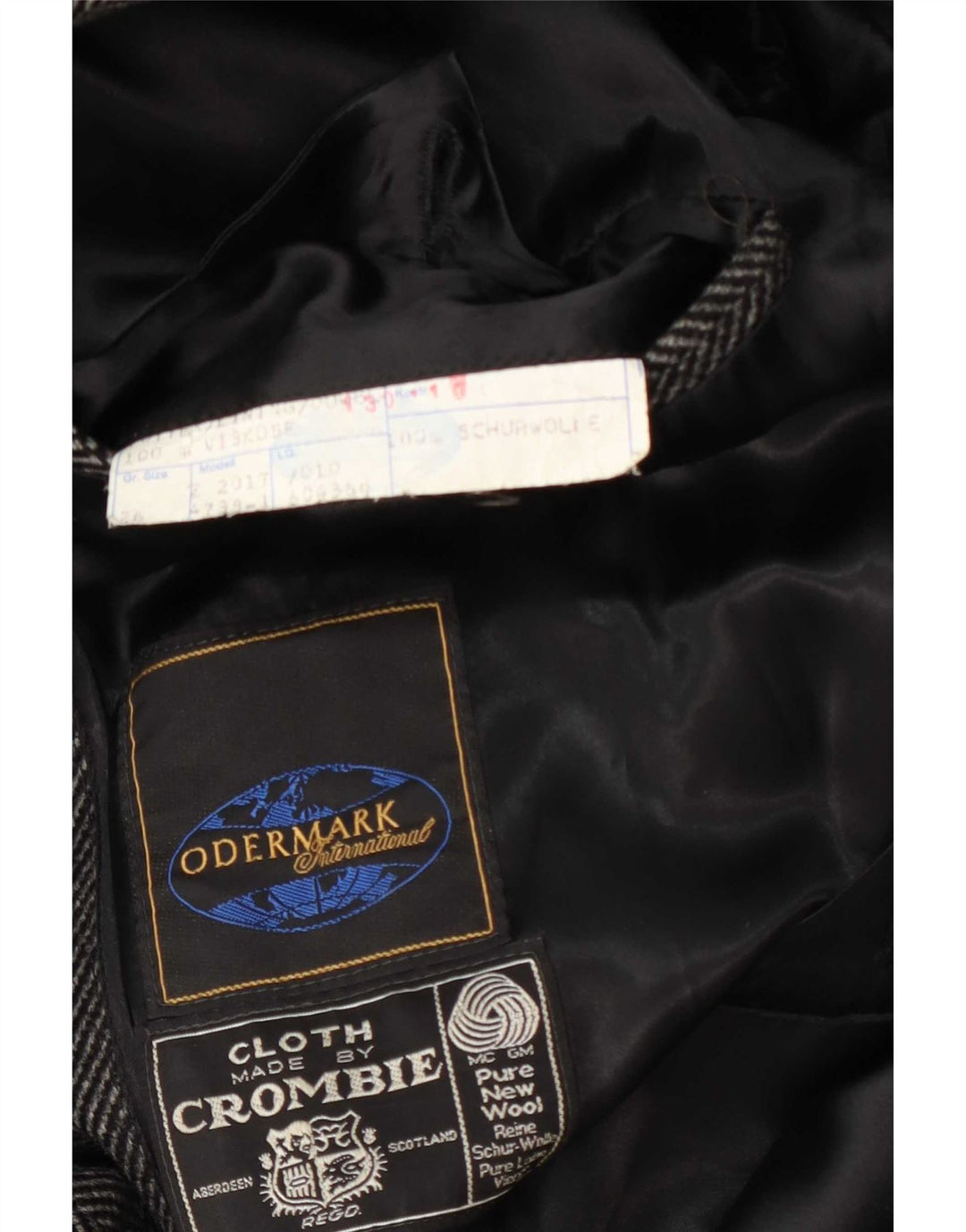 Cappotto da uomo Crombie UK 42 XL Lana a spina di pesce grigia