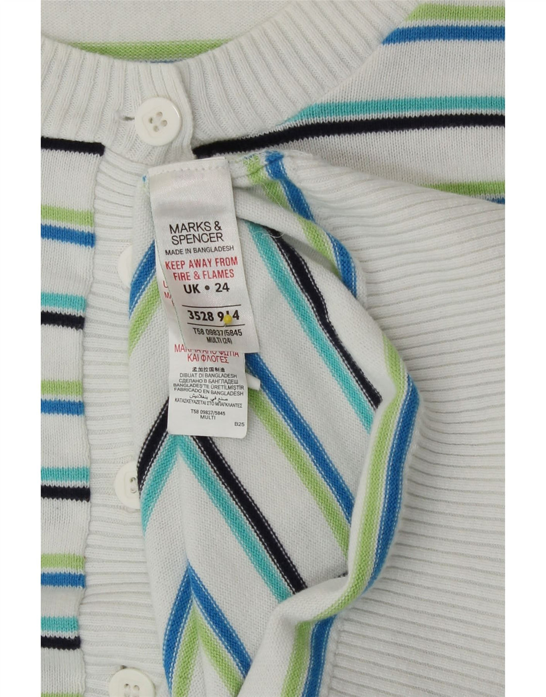 Maglione cardigan da donna Marks & Spencer UK 24 4XL a righe multicolore