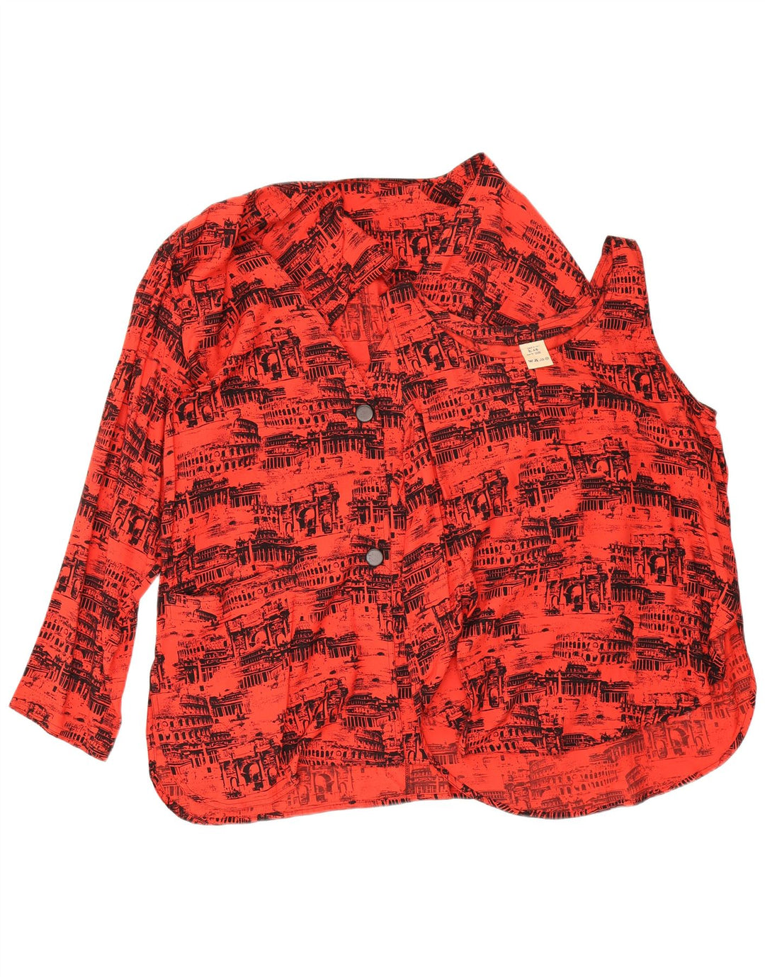 Set da 2 pezzi oversize con grafica vintage da donna IT 46 grande in viscosa rossa