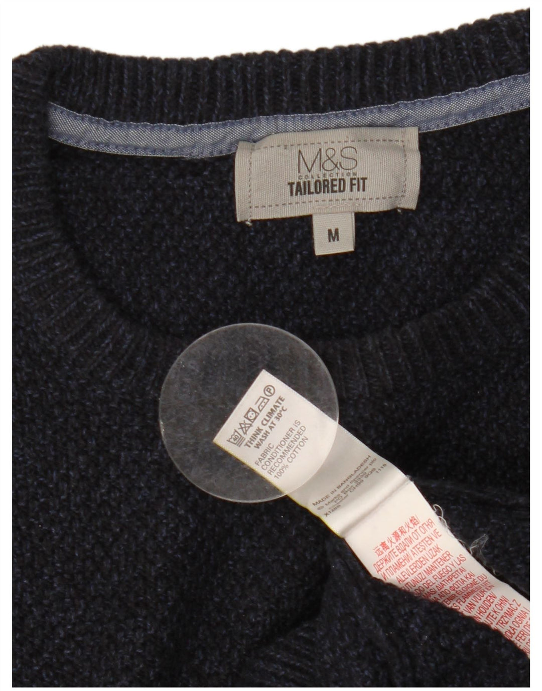 Maglione maglione girocollo da uomo Marks & Spencer su misura blu navy medio