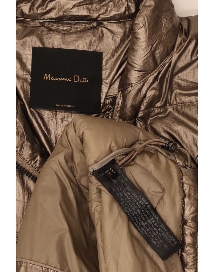 Giacca imbottita da donna Massimo Dutti UK 14 poliestere oro medio